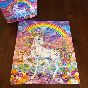 Lisa Frank Unicorn Rainbow Metal Lunchbox Tin and 100 Piece Puzzle